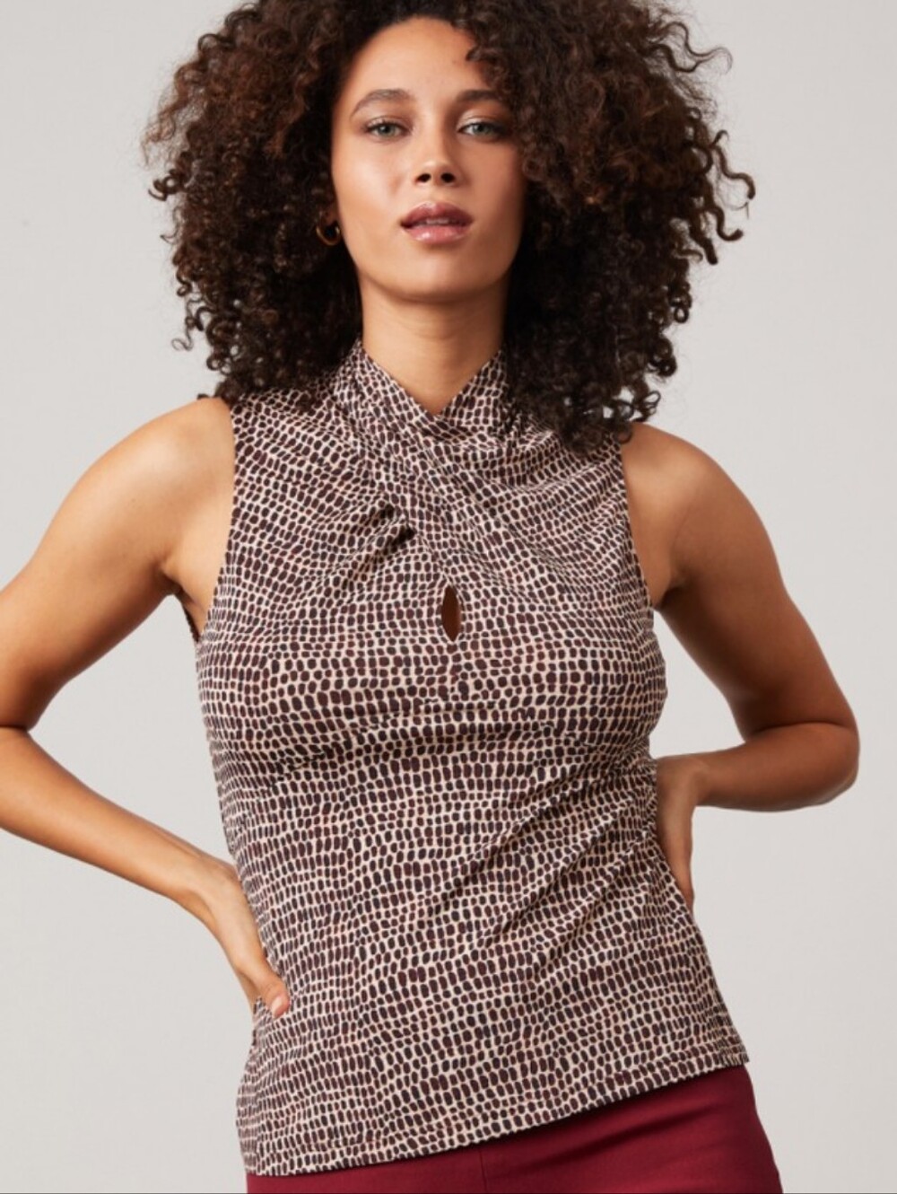 Bailey 44 Brown Patterned Twist-Neck Camisole